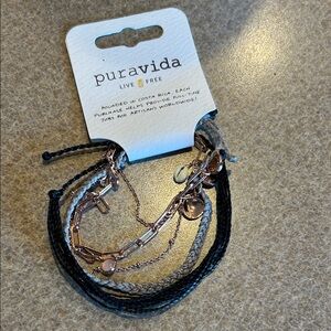 Pura Vida Black and Rose Gold Bracelet Set